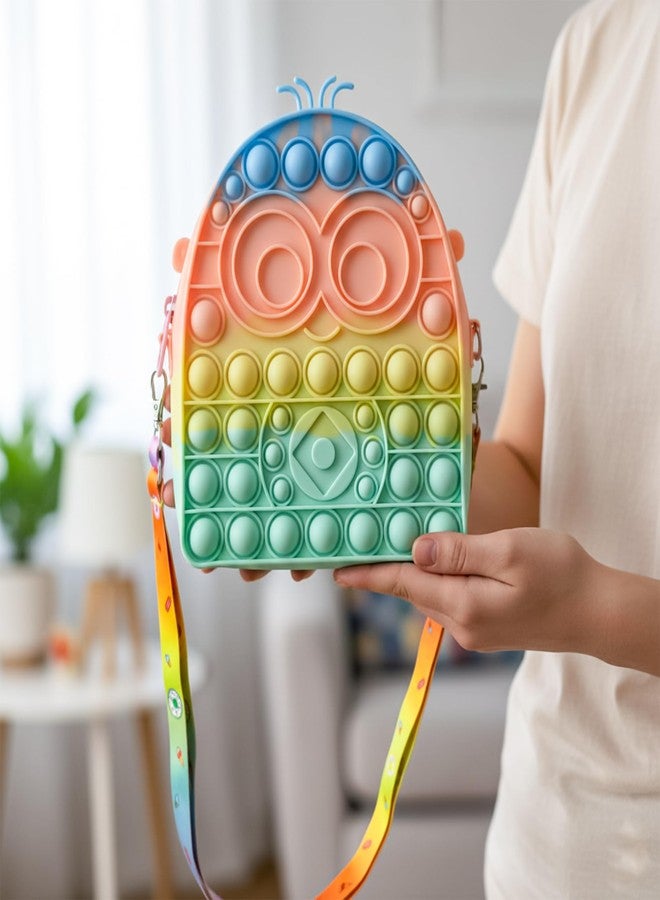 CLAPONE لعبة CLAPONE Pop It للأطفال، لعبة متعددة الألوان لتخفيف التوتر مع أصوات فرقعة، لعبة حسية، لتخفيف التوتر والقلق، للاستخدام ليلاً ونهاراً، مناسبة للفصول الدراسية (متعددة الألوان، لعبة Tow Eye Monsters Pop It) - Image 5